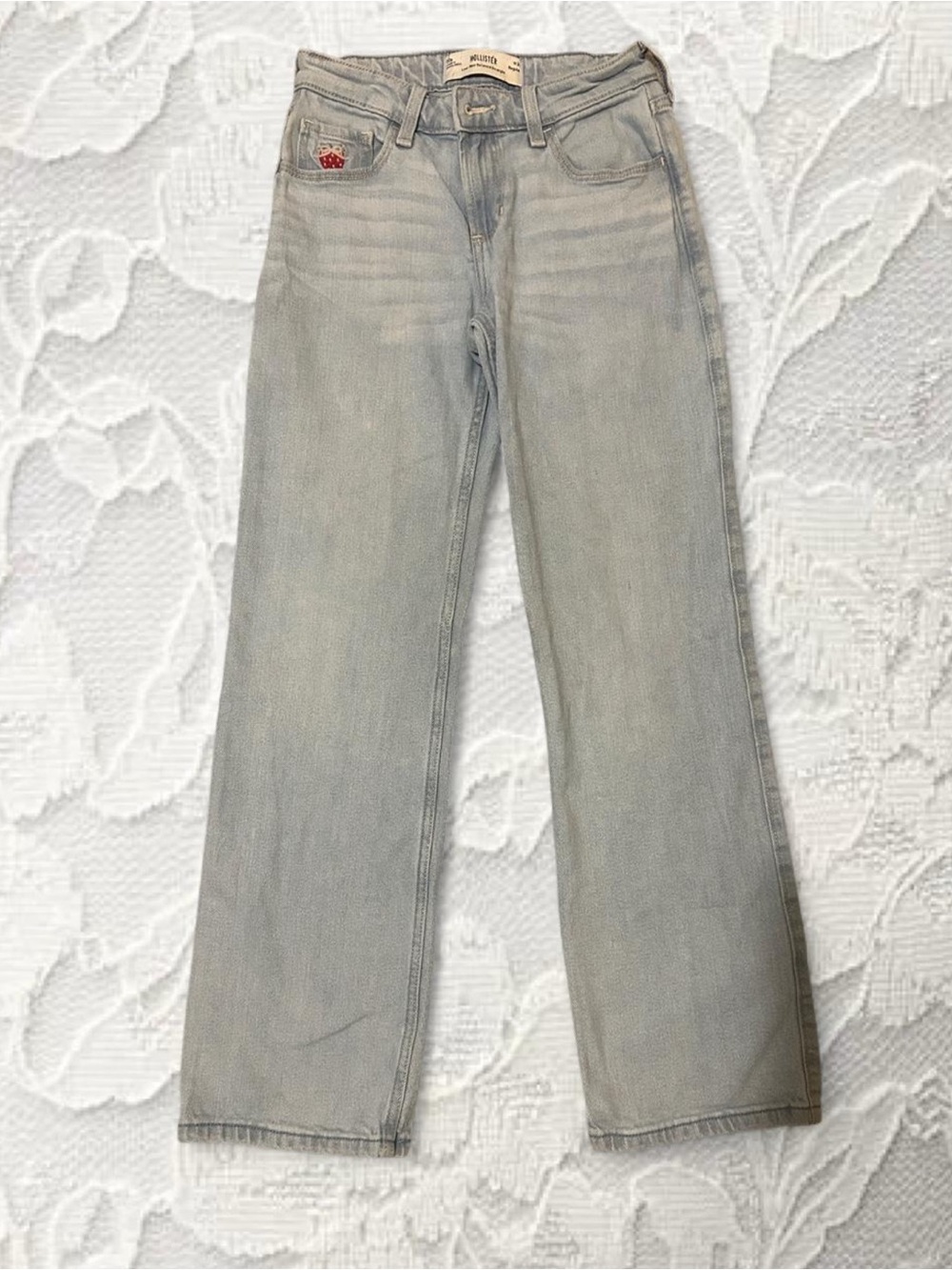 Hollister Light Blue Low-Rise Relaxed Straight Jeans